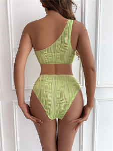 AILANI One Shoulder Cut Out Textured Swimsuit - Bali Lumbung