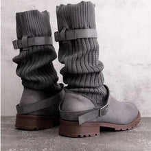 Laden Sie das Bild in den Galerie-Viewer, LOKI #2 Vegan Leather Square Heels Lace Up Mid Calf Boots