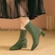 Load image into Gallery viewer, MILO Knits High Heels Sock Stretch Ankle Boots Rubber Sole