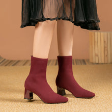 Cargar imagen en el visor de la galería, MILO Knits High Heels Sock Stretch Ankle Boots Rubber Sole