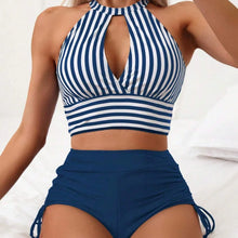 Cargar imagen en el visor de la galería, IONA Stripes Bikinis Set: Sexy High Waist Two-Piece Swimsuit with Shorts for Women - Bali Lumbung