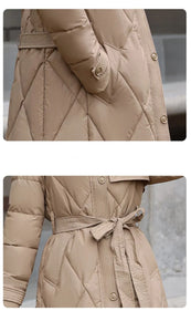 DAWN Elegant Skirted Soft Faux Leather Long Trench Overcoat