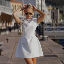 Indlæs billede til gallerivisning AMORE Mini Dress with Front Pocket - Elegant, Slim, and Solid for Summertime Style
