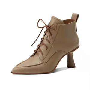 CIA Pointed Toe Square High Heel Buckle Ankle Boots - Bali Lumbung
