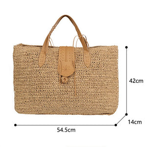 KONA Two Tone Hand-woven Shoulder Tote Bag Bohemian Straw Beach Bag with Tassel