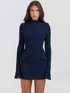 AMORE Long Sleeved Mini Skirt Dress features a front pocket - Bali Lumbung