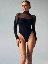Laden Sie das Bild in den Galerie-Viewer, ANGIE V-Neck Sexy Puff Sleeves Solid Skinny Bodysuit