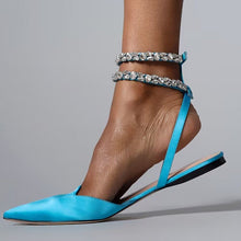 Indlæs billede til gallerivisning NIZHONI Women&#39;s Closed-Toe Crystal-Accented Ankle-Strap Pointed Toe Flat Shoes - Bali Lumbung