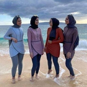 GHAALIYA Full-Coverage Burkini Swimsuits with Sleeves and Hijab for Islamic Traditions 3 Piece Set - Bali Lumbung