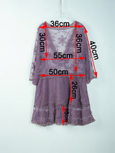 Cargar imagen en el visor de la galería, ARIA Deep V-Neck Boho Lace See-Through Swimsuit Short Style Cover Up
