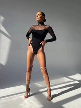 Load image into Gallery viewer, ANGIE V-Neck Sexy Puff Sleeves Solid Skinny Bodysuit