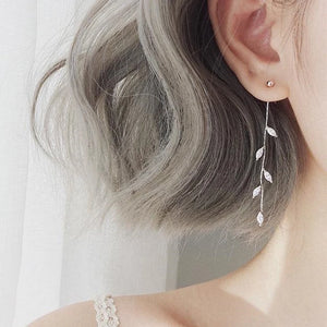 HUMMING Stylish Long Drop Earrings in Silver and Gold Tones, featuring Sparkling Zircon or Crystal Accents
