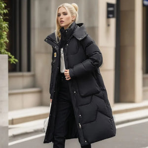 DAWN Warm Puffer Jacket with Down Coat - Long Parka Style