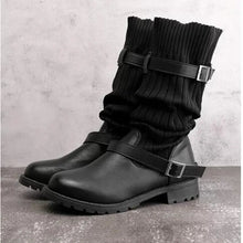 Cargar imagen en el visor de la galería, LOKI #2 Vegan Leather Square Heels Lace Up Mid Calf Boots