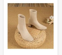 Cargar imagen en el visor de la galería, MILO Knits High Heels Sock Stretch Ankle Boots Rubber Sole