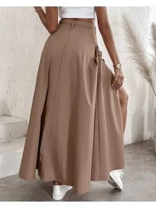 JODIE Fashion High-Waist Irregular Pockets Long Skirt
