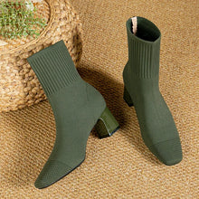 Cargar imagen en el visor de la galería, MILO Knits High Heels Sock Stretch Ankle Boots Rubber Sole