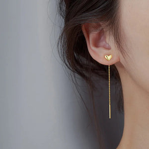 HUMMING Stylish Long Drop Earrings in Silver and Gold Tones, featuring Sparkling Zircon or Crystal Accents