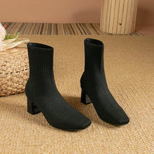 Cargar imagen en el visor de la galería, MILO Knits High Heels Sock Stretch Ankle Boots Rubber Sole