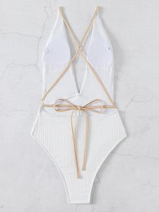 GRETA Monokini Swimsuit with Strappy Back and Belt Detail - Bali Lumbung