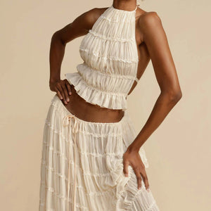 BAE 2-Piece Fashion Set Maxi Skirt Sleeveless Halter Top - Bali Lumbung