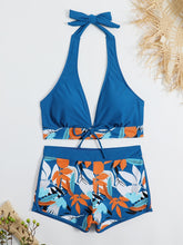 Indlæs billede til gallerivisning JINGA Halter Boy Shorts High-Waisted Printed Two-Piece Swimsuit Set