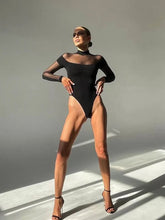 Indlæs billede til gallerivisning ANGIE V-Neck Sexy Puff Sleeves Solid Skinny Bodysuit