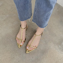 Indlæs billede til gallerivisning ESSY Ladies Pointed Toe Ankle Buckle Flat Sandals