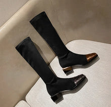 Cargar imagen en el visor de la galería, SYDNEY Knee High Boots with Square Toes and Elastic Shafts