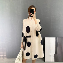 Load image into Gallery viewer, LIBO #1 Polka Dot Dress - Single Breasted &amp; Stand Collar