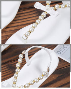 SHARON Classic Pearl Bow-Knot Design Comfortable Clip Toe Flat Sandals - Bali Lumbung