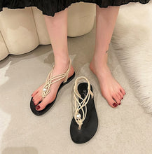 Indlæs billede til gallerivisning ELA #2 Casual Beach Inspired Braided Pearl Women Flat Sandals Open Toe