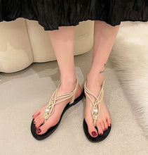 Laden Sie das Bild in den Galerie-Viewer, ELA #2 Casual Beach Inspired Braided Pearl Women Flat Sandals Open Toe