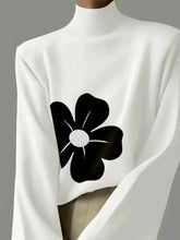 Load image into Gallery viewer, KIM Women&#39;s Tops: Daisy Pattern, High Neck, Flared Sleeves, Classic White