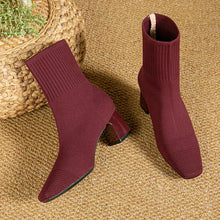 Cargar imagen en el visor de la galería, MILO Knits High Heels Sock Stretch Ankle Boots Rubber Sole