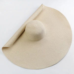 FORTUNA Women's Foldable Oversized Beach Hat 27" Diameter Wide Brim Summer Sun Hats