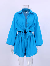 Load image into Gallery viewer, EMMA Spring Summer Puff Long Sleeves Blouse and Short Pants Dress Set