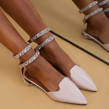 Laden Sie das Bild in den Galerie-Viewer, NIZHONI Women&#39;s Closed-Toe Crystal-Accented Ankle-Strap Pointed Toe Flat Shoes - Bali Lumbung