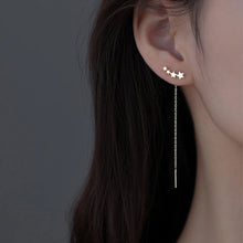 Load image into Gallery viewer, HUMMING Stylish Long Drop Earrings in Silver and Gold Tones, featuring Sparkling Zircon or Crystal Accents