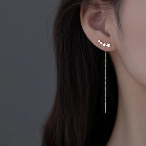 HUMMING Stylish Long Drop Earrings in Silver and Gold Tones, featuring Sparkling Zircon or Crystal Accents