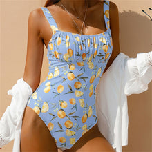 Load image into Gallery viewer, SANK Women&#39;s Tube Top Monokini Lemon Print One Pece Swimsuit