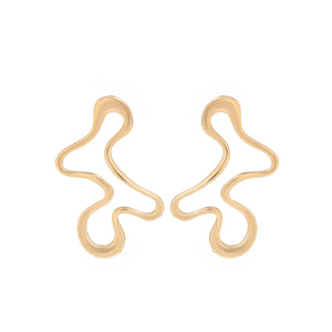 OKIOL Metal Stud Earrings with Irregular Hollow Design