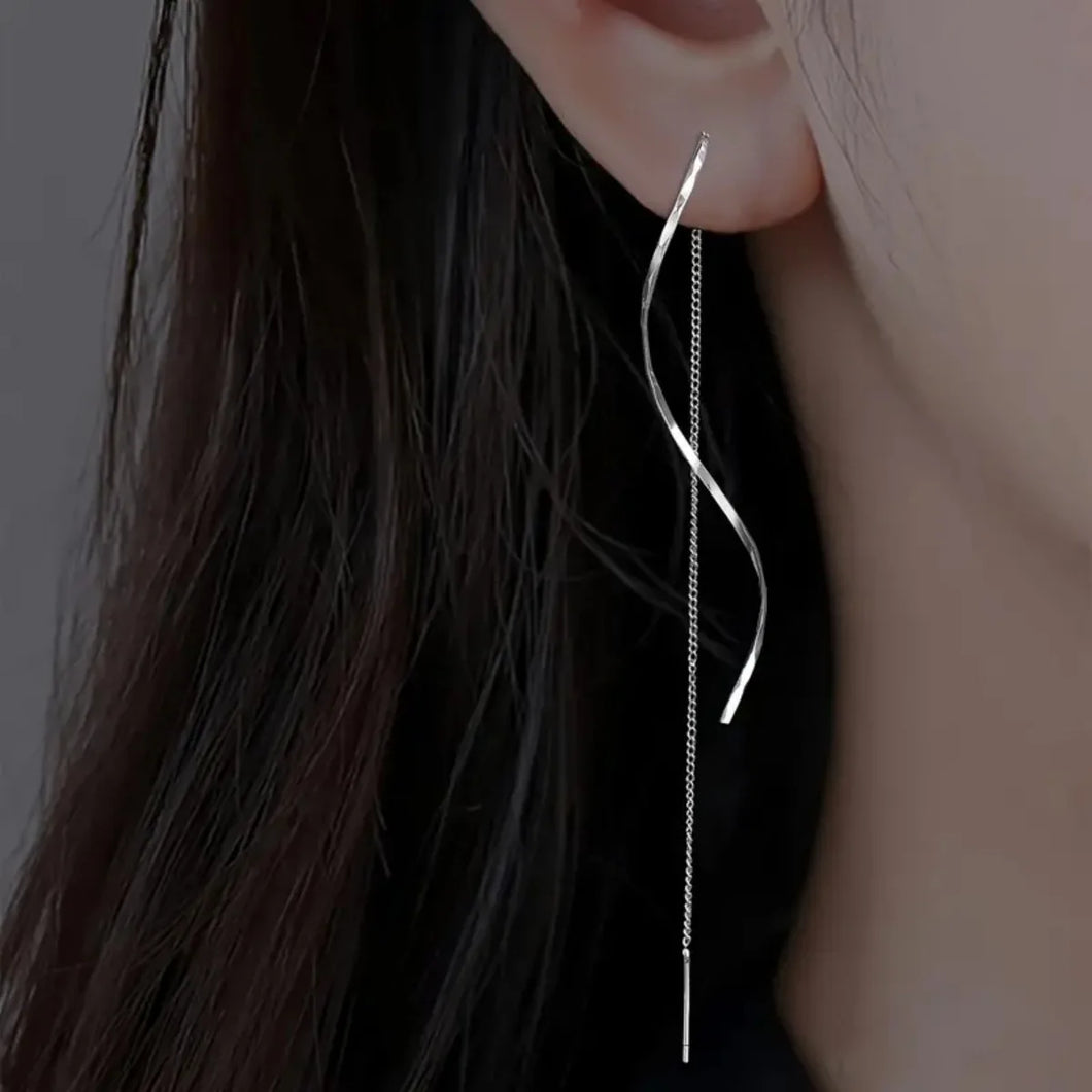 EMILY Elegant Long Earrings with a Simple Swirl Design