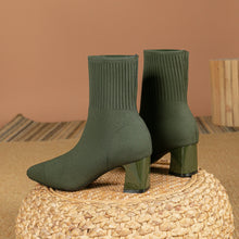 Indlæs billede til gallerivisning MILO Knits High Heels Sock Stretch Ankle Boots Rubber Sole