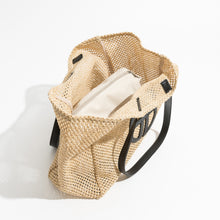 Indlæs billede til gallerivisning IOKE #3 Summer Large Straw Tote Beach Bag Handwoven Fish Net Design