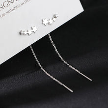Load image into Gallery viewer, HUMMING Stylish Long Drop Earrings in Silver and Gold Tones, featuring Sparkling Zircon or Crystal Accents