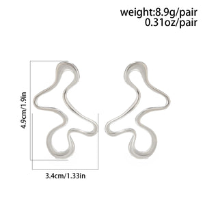 OKIOL Metal Stud Earrings with Irregular Hollow Design