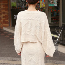 Load image into Gallery viewer, CARLIE Mid-Calf Croptop Knitted 2 Piece Set Batwing Sleeve Sweater Dress