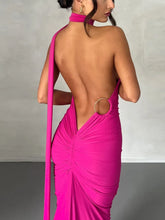 Laden Sie das Bild in den Galerie-Viewer, DUCY Stylish Women&#39;s Backless Maxi Dress with Ruched Design