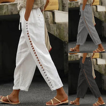 Laden Sie das Bild in den Galerie-Viewer, TEEV Lace Stitching Trousers Loose Fit, Ankle-Length